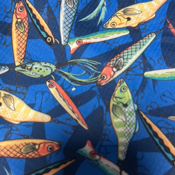 Vibrant Blue and Orange Casual Button Down Shirt - Picture 11 of 12